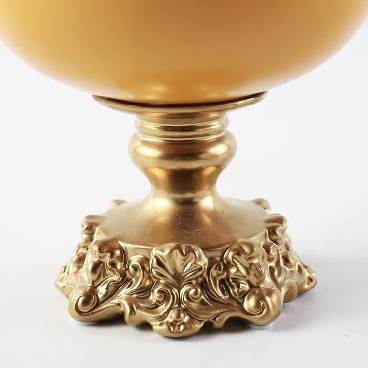 European Luxury Design Round Shape Ceramic Vase Gold Flower Vase Stand Home Restaurant Wedding Hotel Decoration