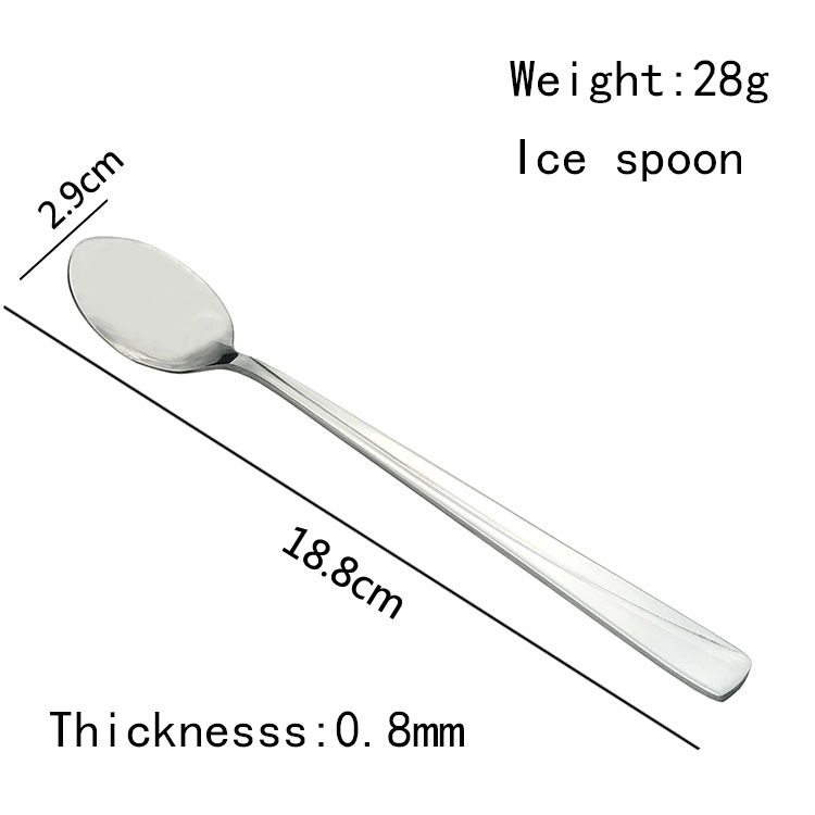 Food Grade Silver Flatware Metal Ice Spoon Coffee Spoon Stainless Steel Spoon