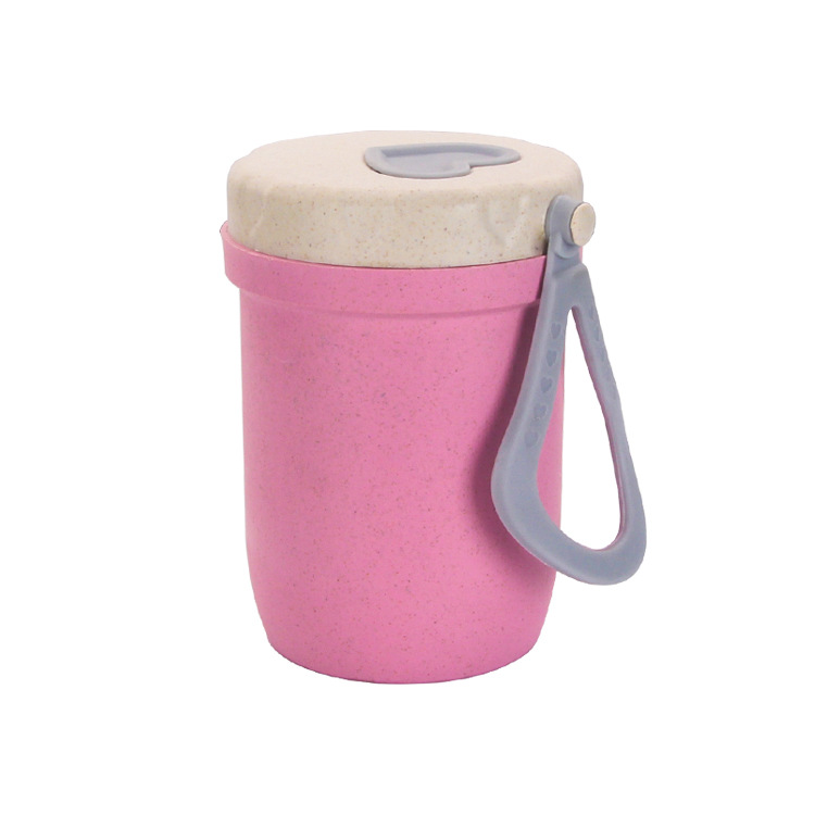 Wheat straw breakfast cup,student office worker portable soup cup,thermos porridge cup handy vacuum cup