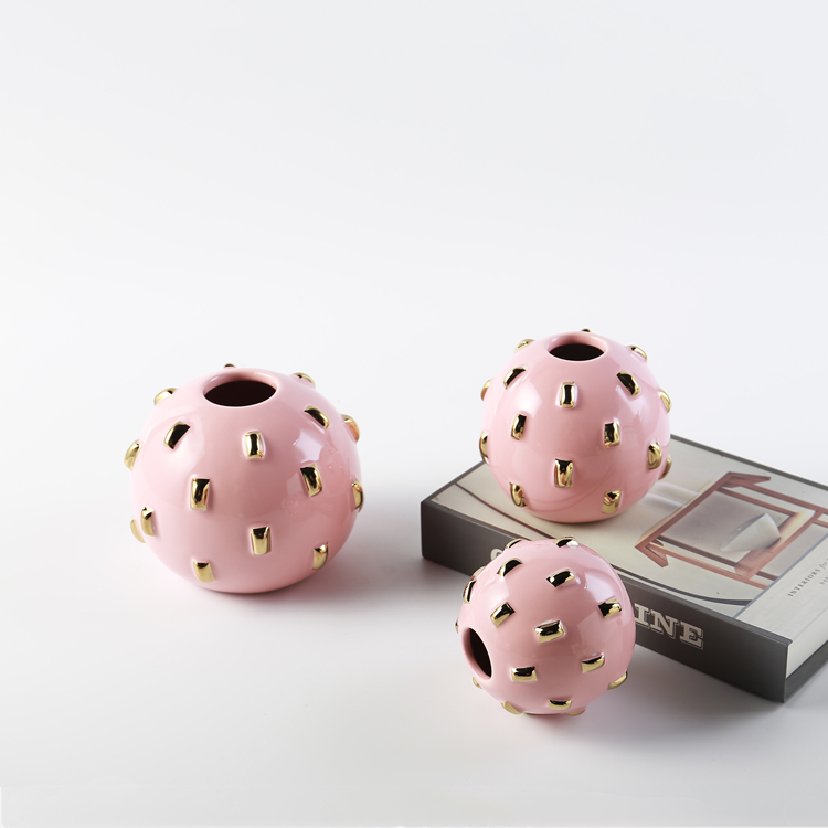 European Ball Shape Design Ceramic Vase Luxury Small Flower Vase Wedding Tabletop Vase Home Restaurant Hotel Decoration