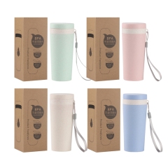 Environmentally friendly degradable wheat straw plastic children's water bottle water cup easy to carry in school