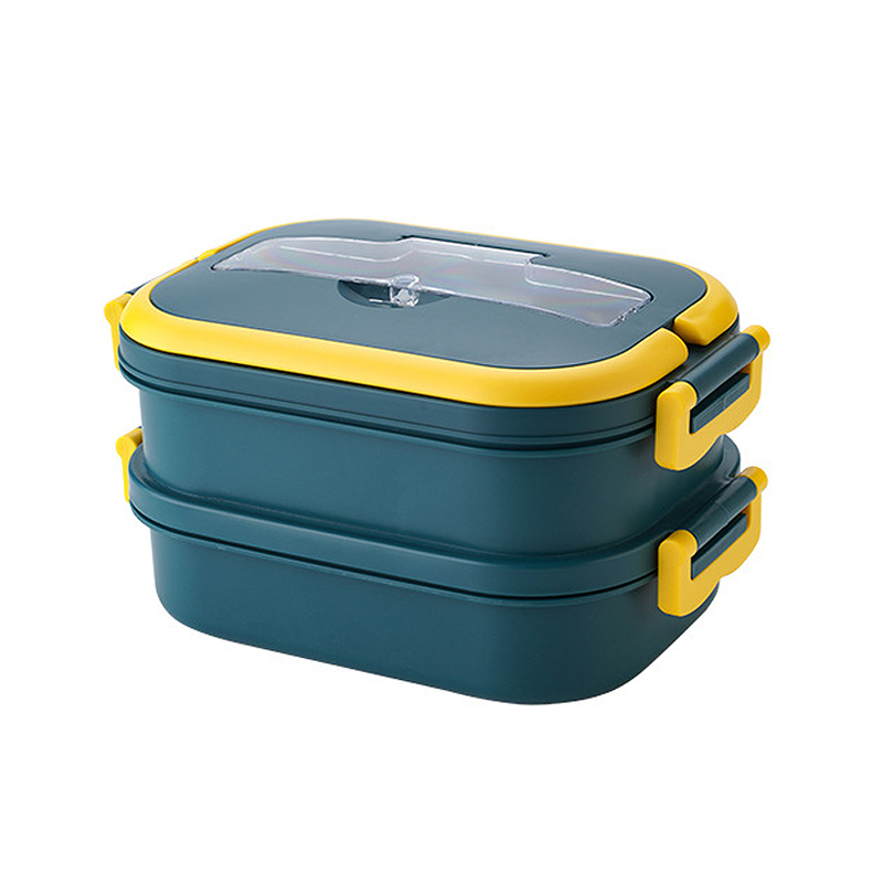 Student canteen pp portable stainless lunch box with spoon and chopsticks can microwave oven compartment adult lunch box