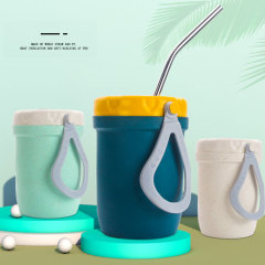 Wheat straw breakfast cup,student office worker portable soup cup,thermos porridge cup handy vacuum cup