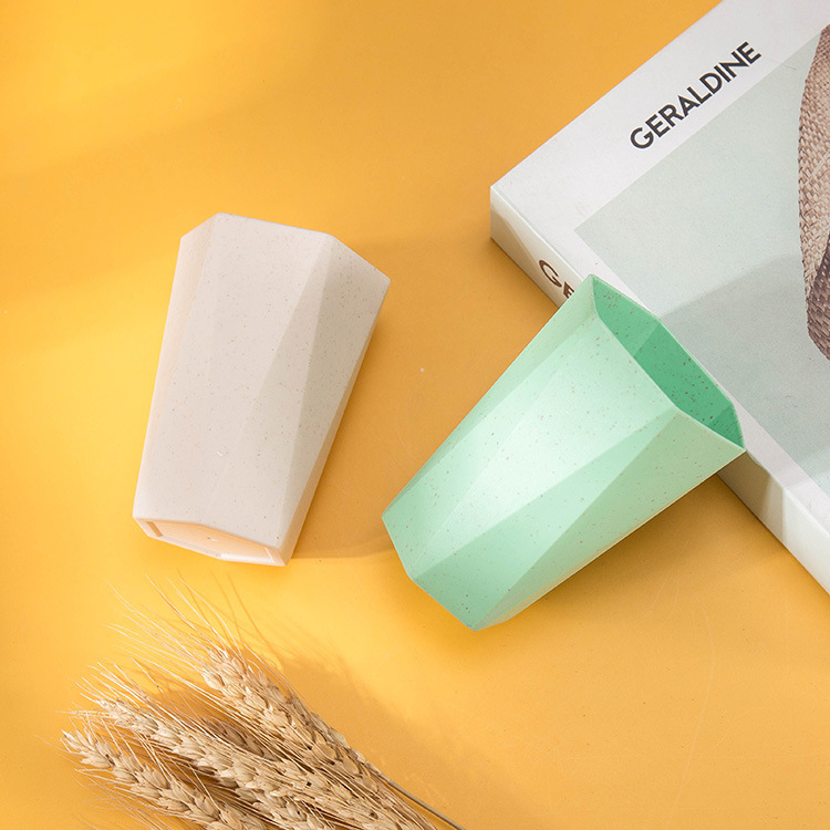 Biodegradable environmentally friendly reusable wheat straw plastic cup coffee Tea cup diamond cup