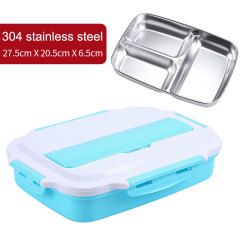 3-cell 304 stainless steel travel portable office worker lunch box student compartment insulation lunch box set meal