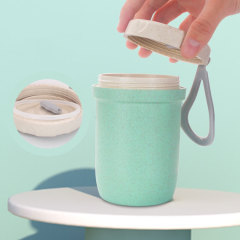 Wheat straw breakfast cup,student office worker portable soup cup,thermos porridge cup handy vacuum cup