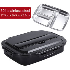 3-cell 304 stainless steel travel portable office worker lunch box student compartment insulation lunch box set meal