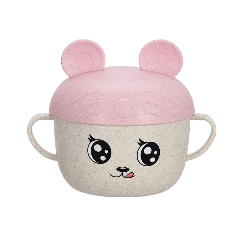 Wheat straw children's tableware bowl spoon set insulated noodle soup bowl cartoon baby bowl complementary food tableware