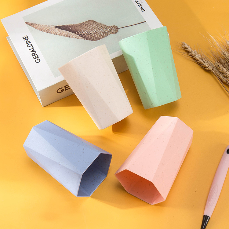 Biodegradable environmentally friendly reusable wheat straw plastic cup coffee Tea cup diamond cup