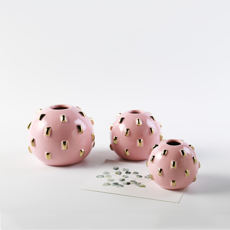 European Ball Shape Design Ceramic Vase Luxury Small Flower Vase Wedding Tabletop Vase Home Restaurant Hotel Decoration