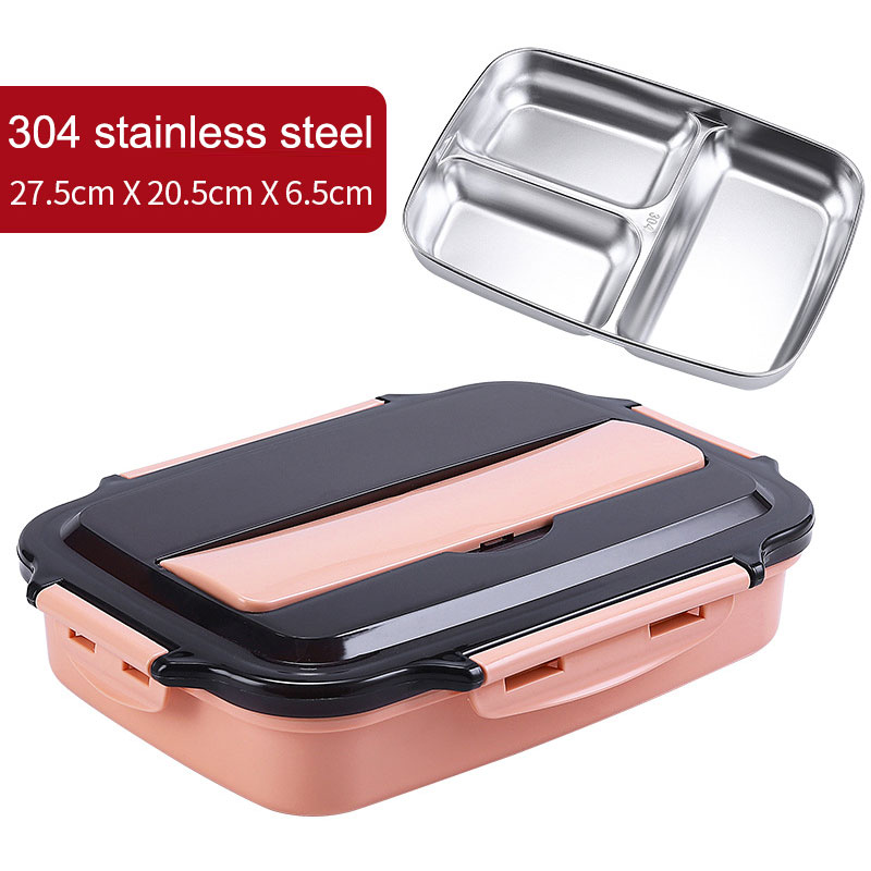3-cell 304 stainless steel travel portable office worker lunch box student compartment insulation lunch box set meal