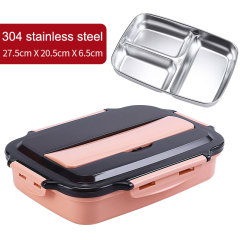 3-cell 304 stainless steel travel portable office worker lunch box student compartment insulation lunch box set meal
