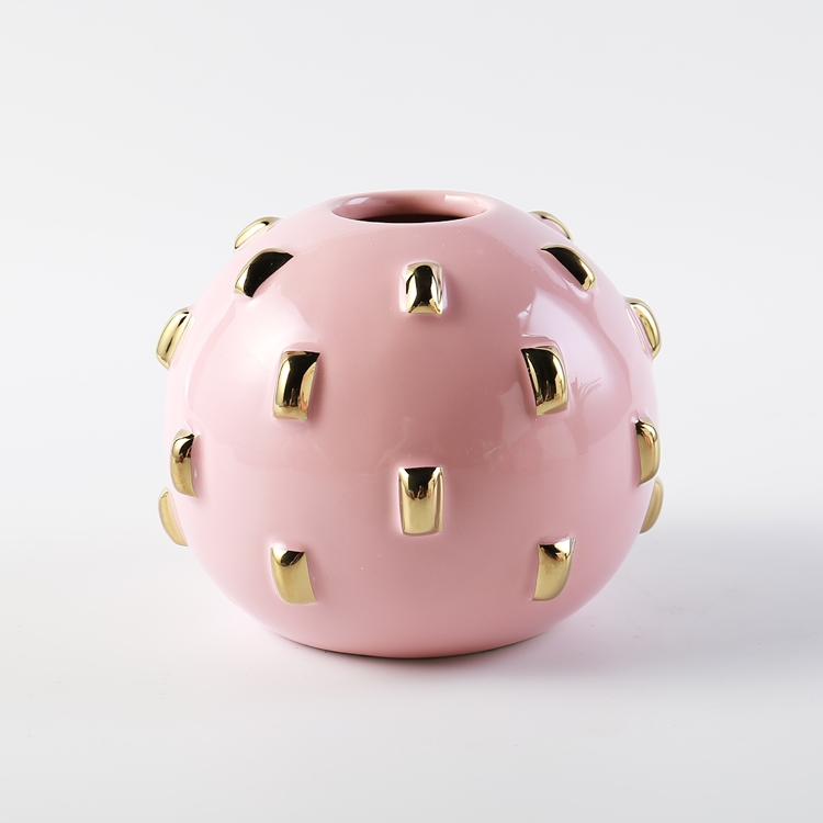 European Ball Shape Design Ceramic Vase Luxury Small Flower Vase Wedding Tabletop Vase Home Restaurant Hotel Decoration