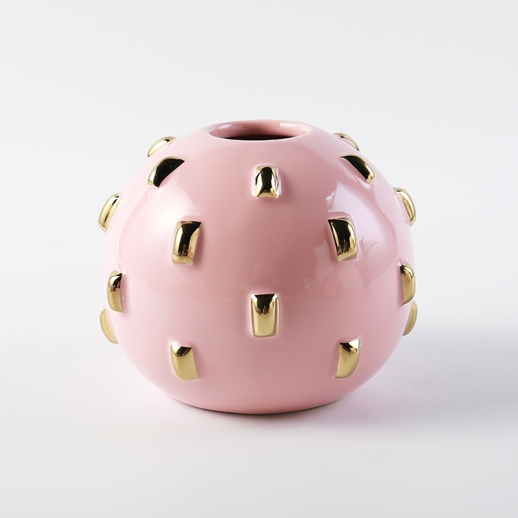 European Ball Shape Design Ceramic Vase Luxury Small Flower Vase Wedding Tabletop Vase Home Restaurant Hotel Decoration