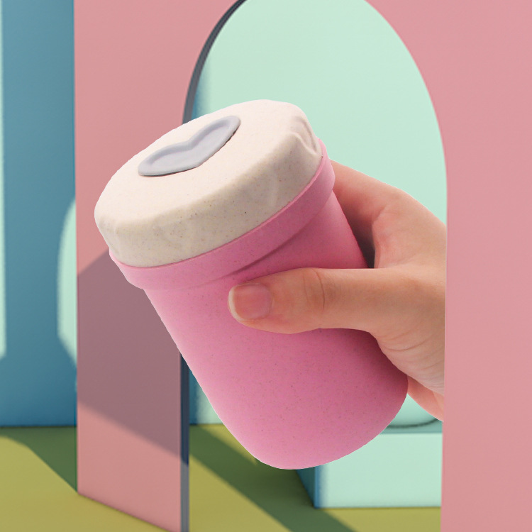 Wheat straw breakfast cup,student office worker portable soup cup,thermos porridge cup handy vacuum cup