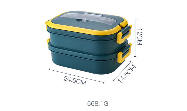 Student canteen pp portable stainless lunch box with spoon and chopsticks can microwave oven compartment adult lunch box
