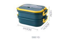 Student canteen pp portable stainless lunch box with spoon and chopsticks can microwave oven compartment adult lunch box