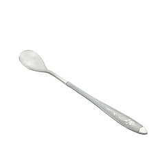Custom decorative pattern stainless steel mixing spoon with long handle spoon scoop for wedding hotel home