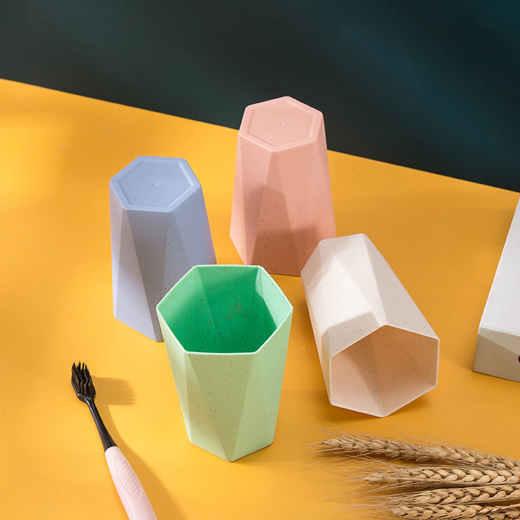 Biodegradable environmentally friendly reusable wheat straw plastic cup coffee Tea cup diamond cup