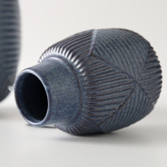 Nordic Style Ceramic Flower Vase Modern Grey Blue Indoor Decorative Tabletop Vase Home Restaurant Hotel Decoration