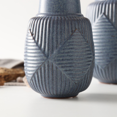 Nordic Style Ceramic Flower Vase Modern Grey Blue Indoor Decorative Tabletop Vase Home Restaurant Hotel Decoration
