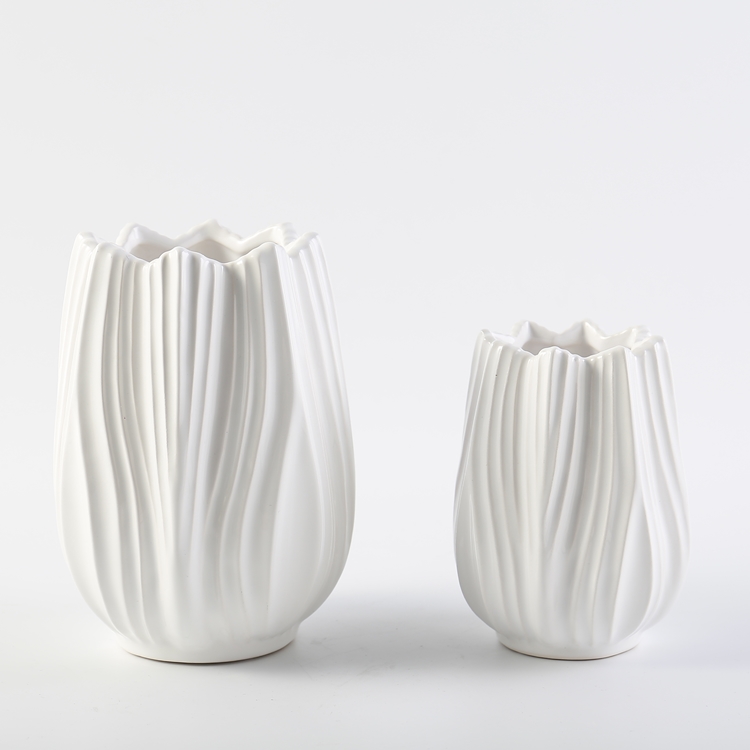 Nordic Style Flower Shape Ceramic Vase White Flower Vase Wedding Decorative Home Restaurant Hotel Decoration