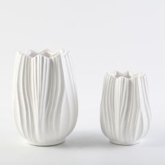 Nordic Style Flower Shape Ceramic Vase White Flower Vase Wedding Decorative Home Restaurant Hotel Decoration
