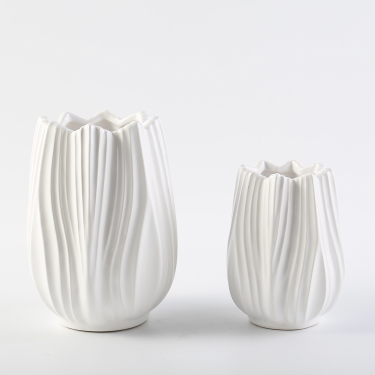 Nordic Style Flower Shape Ceramic Vase White Flower Vase Wedding Decorative Home Restaurant Hotel Decoration
