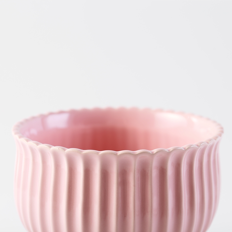 European Style Ceramic Vase Nordic Stripe Wedding Decoration Round Shape Flower Vase Modern Home Restaurant Hotel Decoration