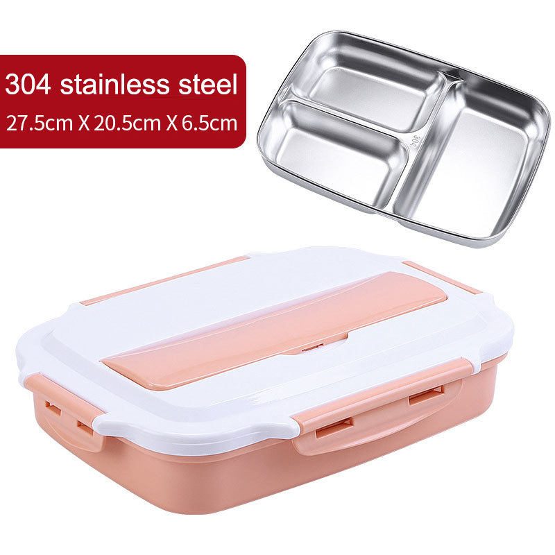 3-cell 304 stainless steel travel portable office worker lunch box student compartment insulation lunch box set meal
