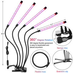 Light Plant Growth 5 Head LED Plant Light Lamp Smart Blooming Function Flexible Clip Indoor With USB Port