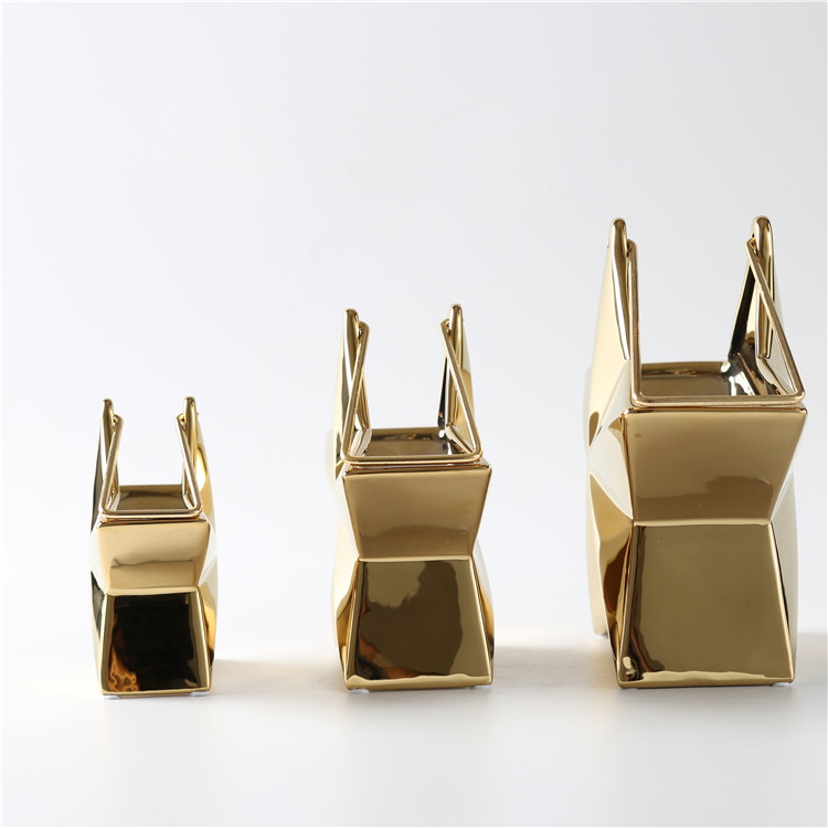 Luxury Design Gold Plating Star Shape Ceramic Vase Hanging Ornaments Flower Vase Home Restaurant Hotel Decoration