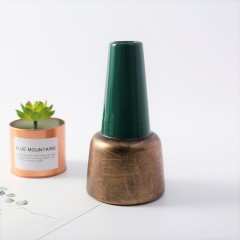 Flower Vase Home Art Decor Vintage Green And Brass Surface Ceramic Vase Hotel Restaurant Wedding Decoration