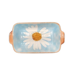 Nordic Daisy Ceramic Tableware 9" Rectangular Baking Dish Light Blue Dinnerware For Family Hotel Restaurant