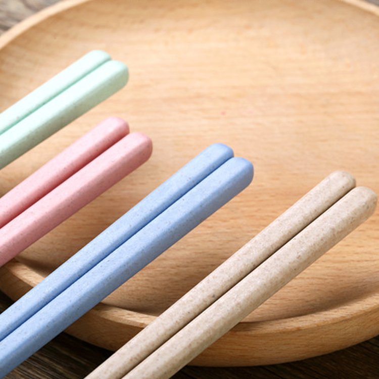4 Pairs Eco Friendly Travel PP Wheat Straw Plastic Biodegradable Chopsticks Set Chopsticks Set For Kids