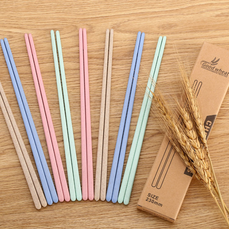 4 Pairs Eco Friendly Travel PP Wheat Straw Plastic Biodegradable Chopsticks Set Chopsticks Set For Kids