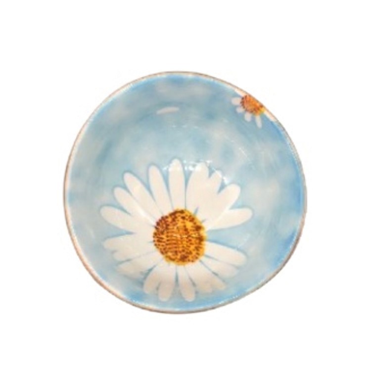 Blue Dinnerware Set White Daisy Design 6" Irregular Bowl Ceramic Tableware For Family Hotel Restaurant