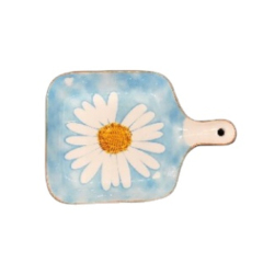 Nordic Light Blue Ceramic Tableware Daisy Pattern 8.75" Baking Dish With Handle Family Hotel Restaurant Dinnerware