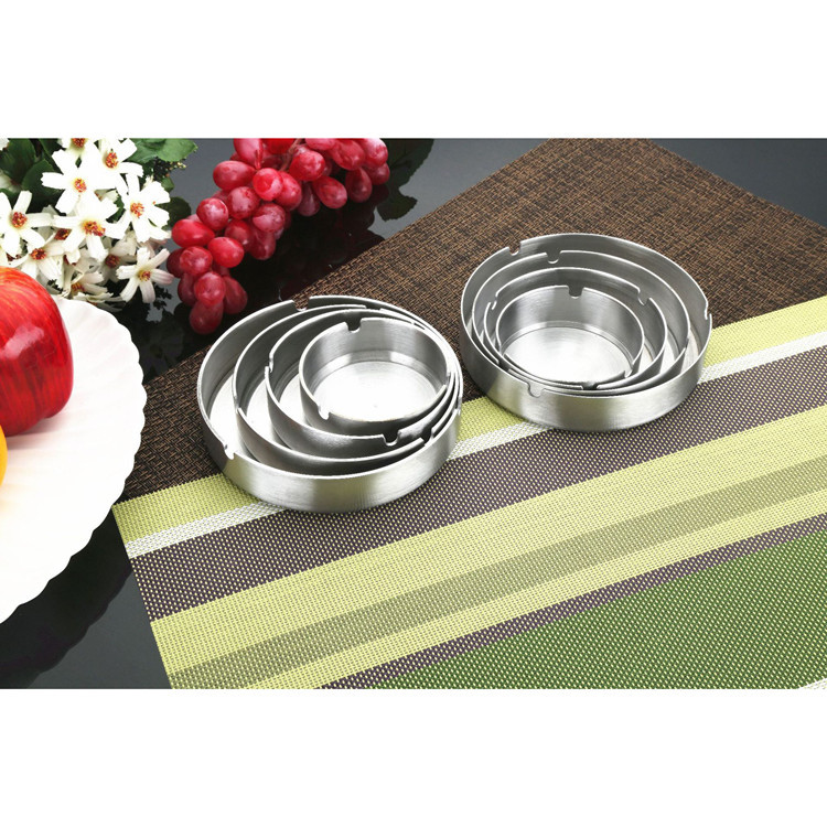 Living room office round shape stainless steel silver large ashtray