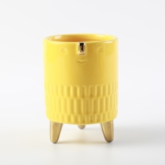 Yellow Flower Pots Face Pot Flower Modern Style Indoor Outdoor Decor Warm Gift for Friend Flower Pot Lighted