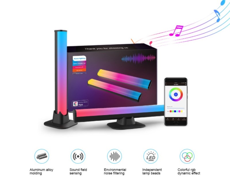 Amazon Hot New Desktop Interior Atmosphere Lamp Voice-activated Pickup Music Sensor LED Atmosphere Lights USB DC 5V Room RGB ABS