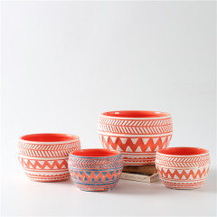 Hot Selling Tribal Style Cheapest Flower Pots Hand Painted Mini Round Flower Pot