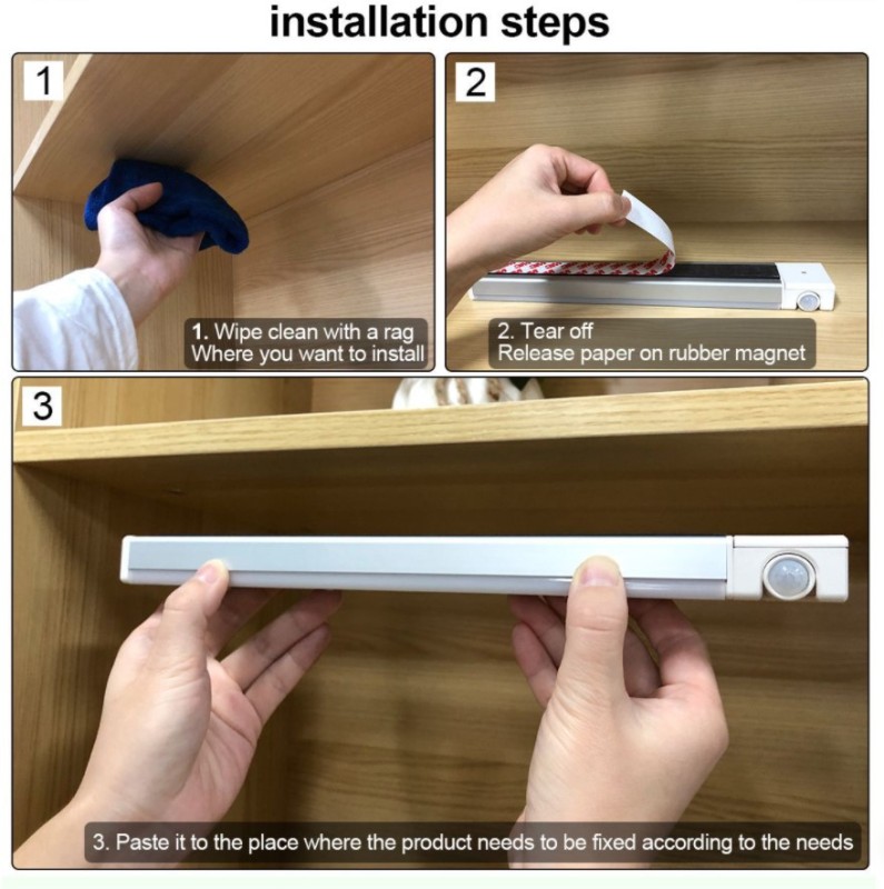 Led night light control human body sensor lamp rotating light sensor cabinet lamp USB charging