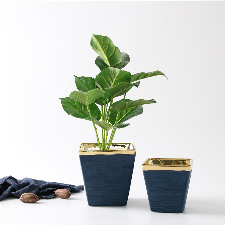 Personalized Design Gold Plating Ceramic Home Decoration Plants Pots