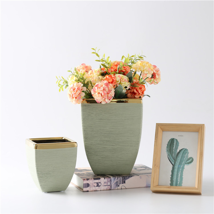 European Style Matte Light Green Decorative Indoor Outdoor Garden Decoration Ceramic Planters