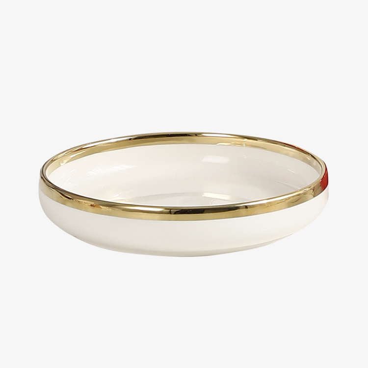 Modern Dinner Plate 8" White Ceramic Plate Gold-plating Porcelain Tableware Family Hotel Restaurant Dinnerware
