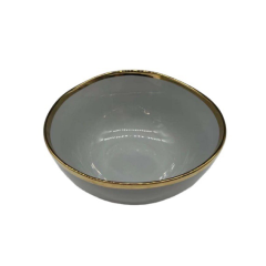 Modern 7&quot; Irregular Bowl Ceramic Dinnerware Luxury Gold Rim Porcelain Bowl Family Hotel Restaurant Tableware Set