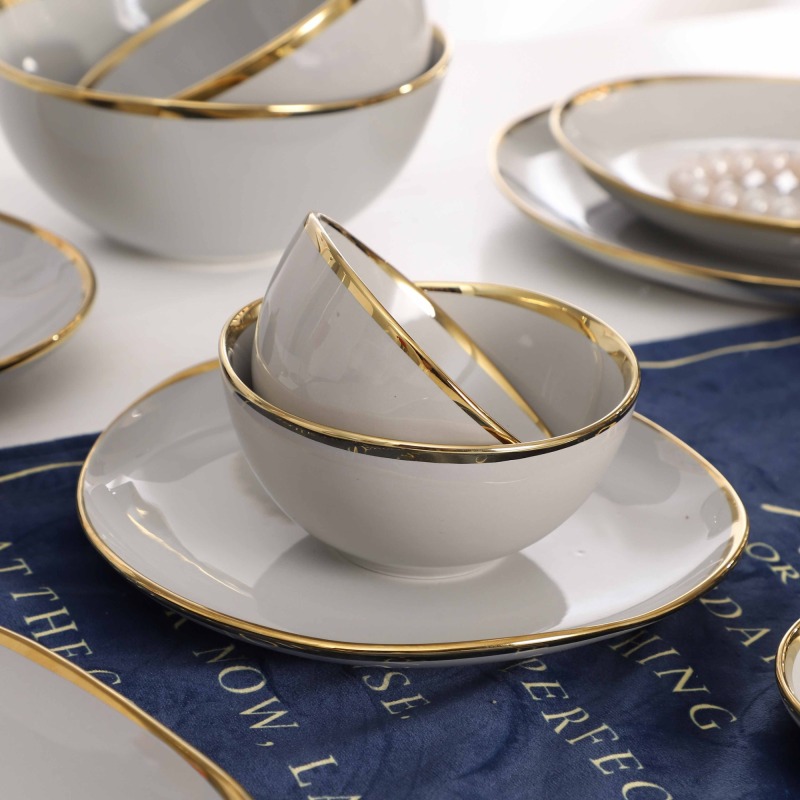 4" Irregular Dish Oval Shape Ceramic Dish Porcelain Dish Luxury Dinnerware Family Hotel Restaurant Tableware Set