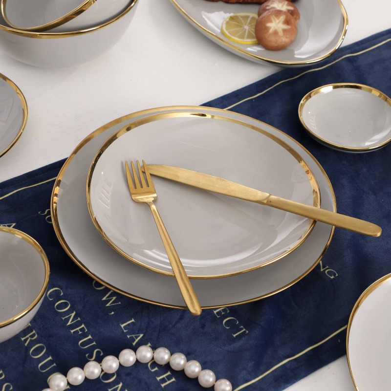 Classic Ceramic Dinnerware 4.75"Irregular Bowl Porcelain Bowl Family Hotel Restaurant Tableware Set