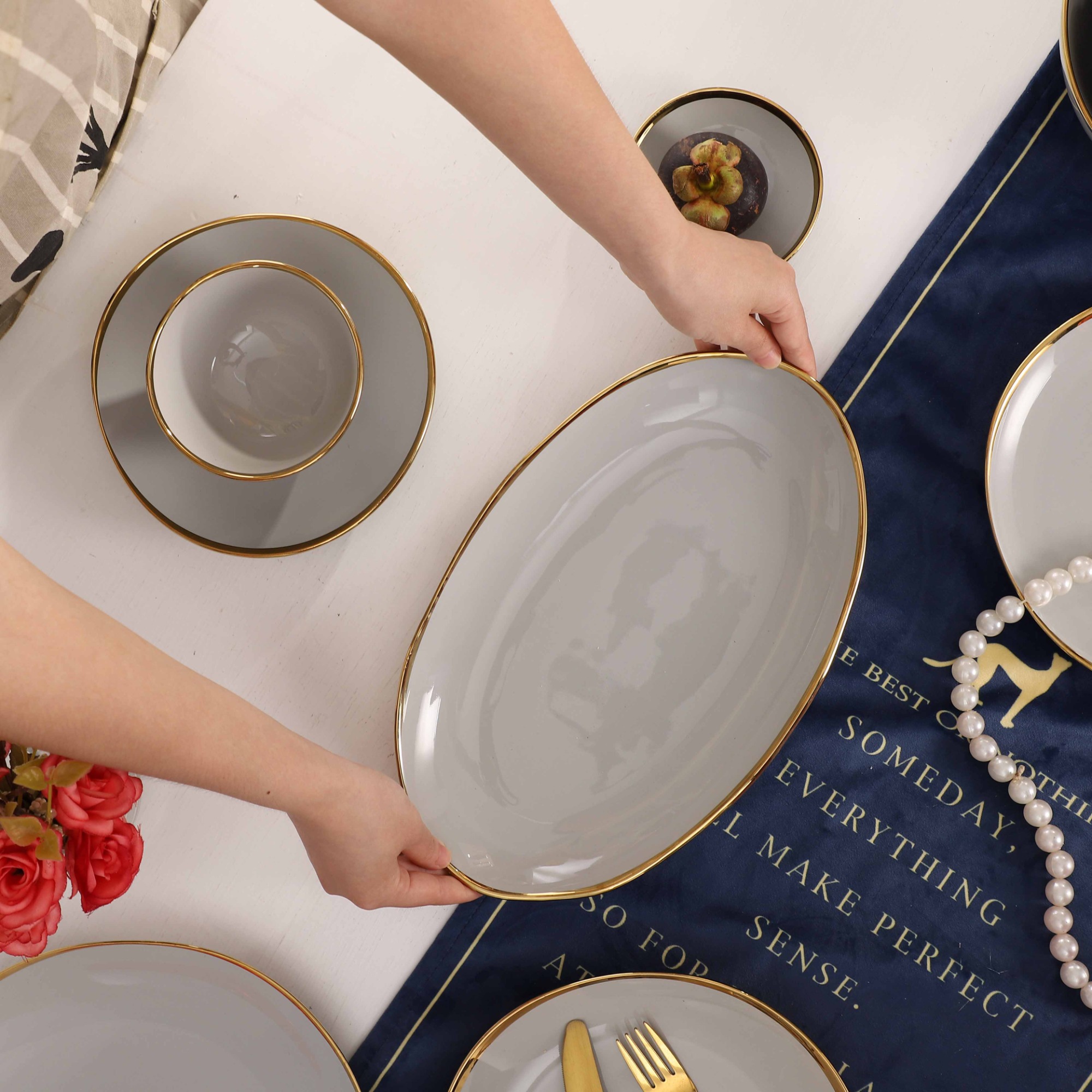 Classic Ceramic Dinnerware 4.75"Irregular Bowl Porcelain Bowl Family Hotel Restaurant Tableware Set